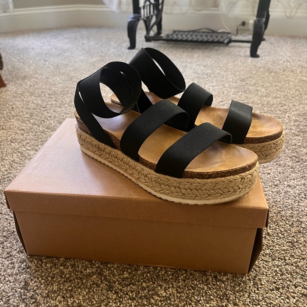 Steve Madden Black Kimmie Sandal Espadrille Sandals